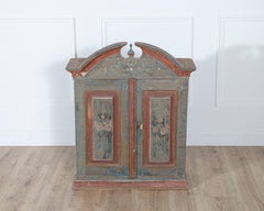 Early 19th Century Swedish Painted Wall Cabinet in Larch, Dated 1818