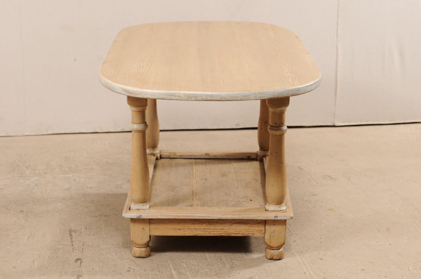 An Early 19th Century Swedish Bleached & Painted Wood Two-Tier Oval Table For Sale 4