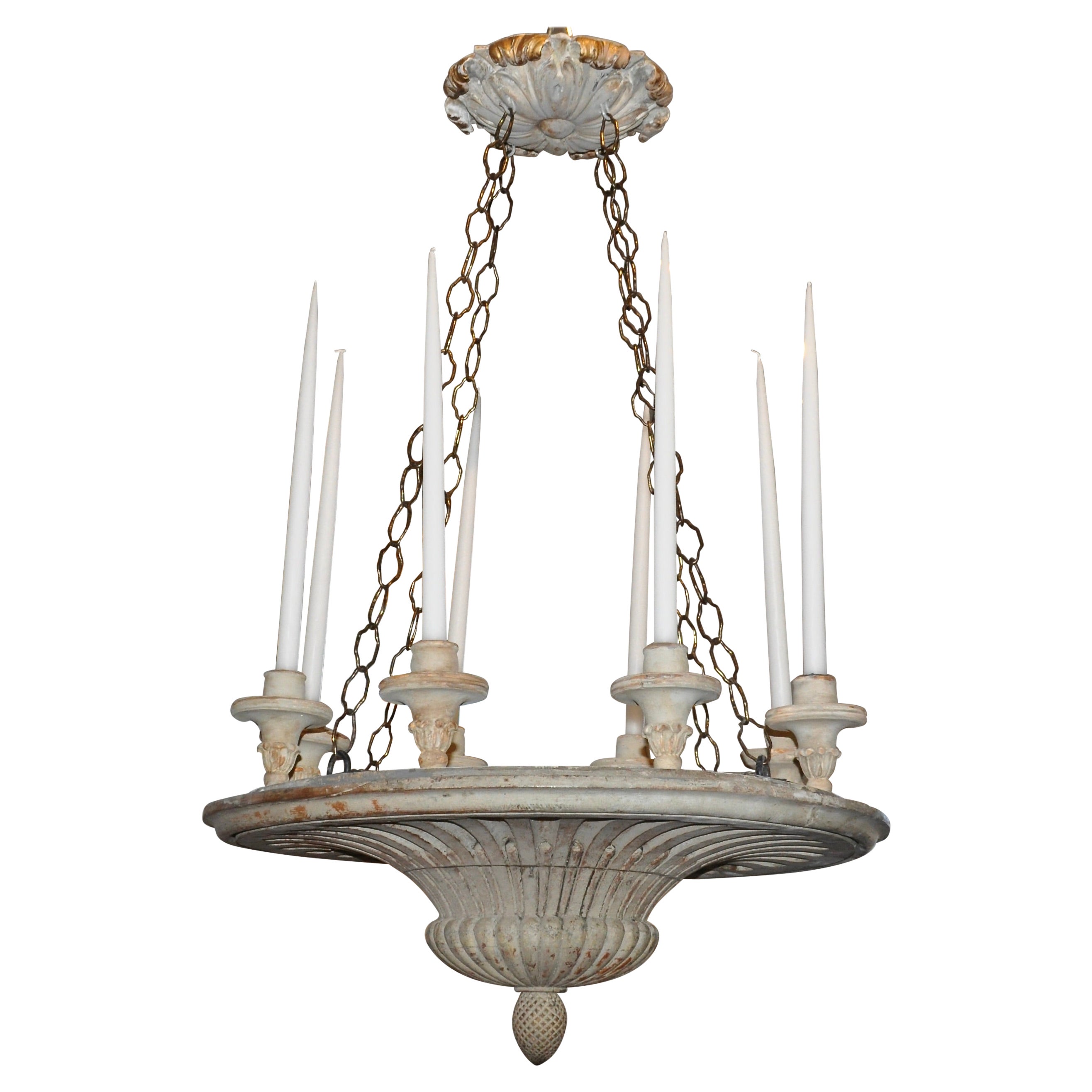 Lampadario neoclassico svedese in legno dipinto dell'inizio del XIX secolo in vendita