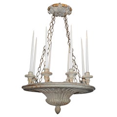 Lampadario neoclassico svedese in legno dipinto dell'inizio del XIX secolo