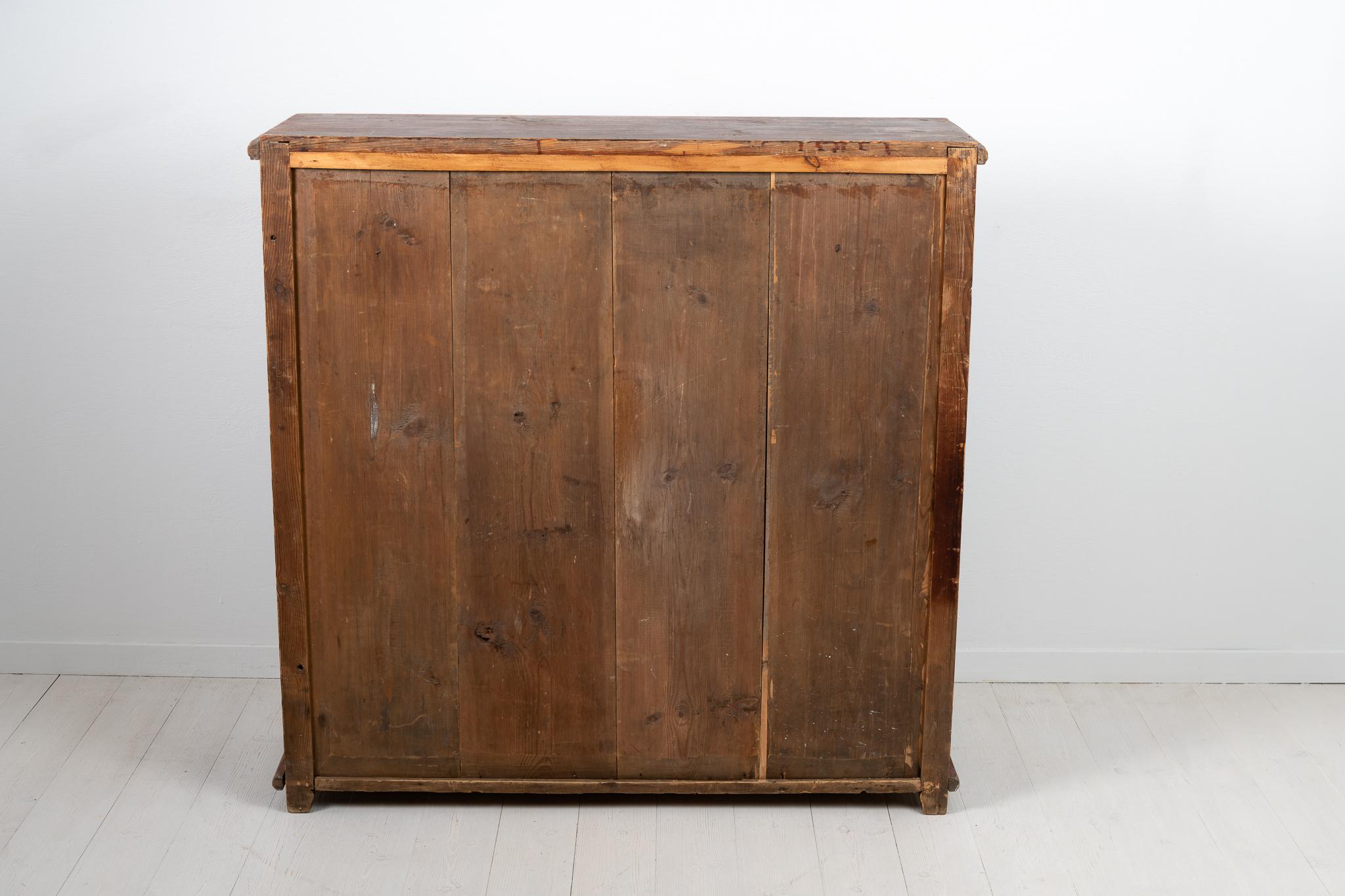 19th Century Antique Genuine Swedish Red Tall Pine Folk Art Country Chest of Drawers For Sale