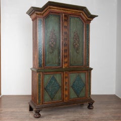 Early 19th Century Swedish Pine Original Hand Painted Wedding Cabinet