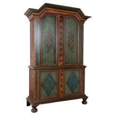 Early 19th Century Swedish Pine Original Hand Painted Wedding Cabinet
