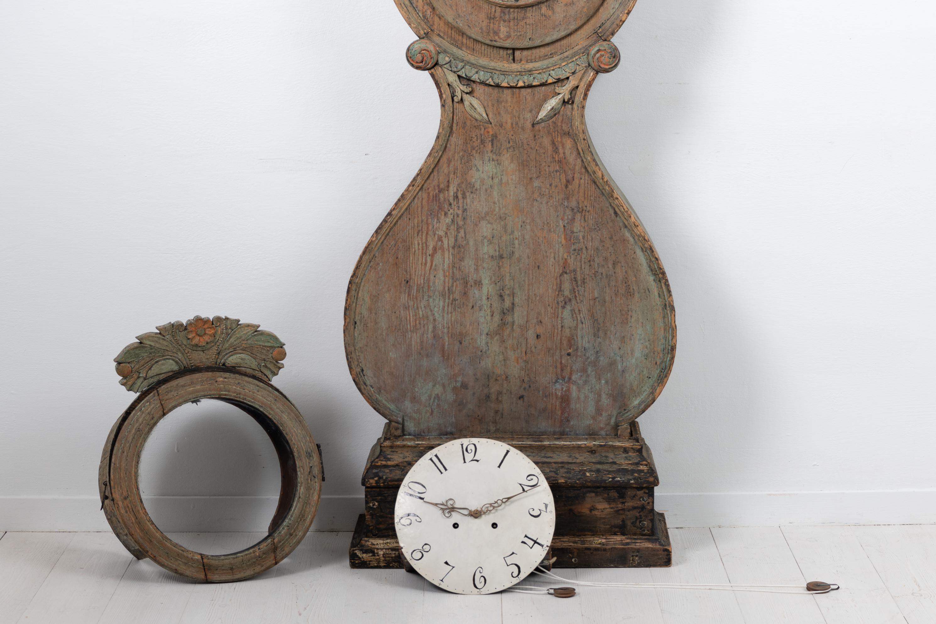 Early 19th Century Swedish Pine Rococo Long Case Clock 9