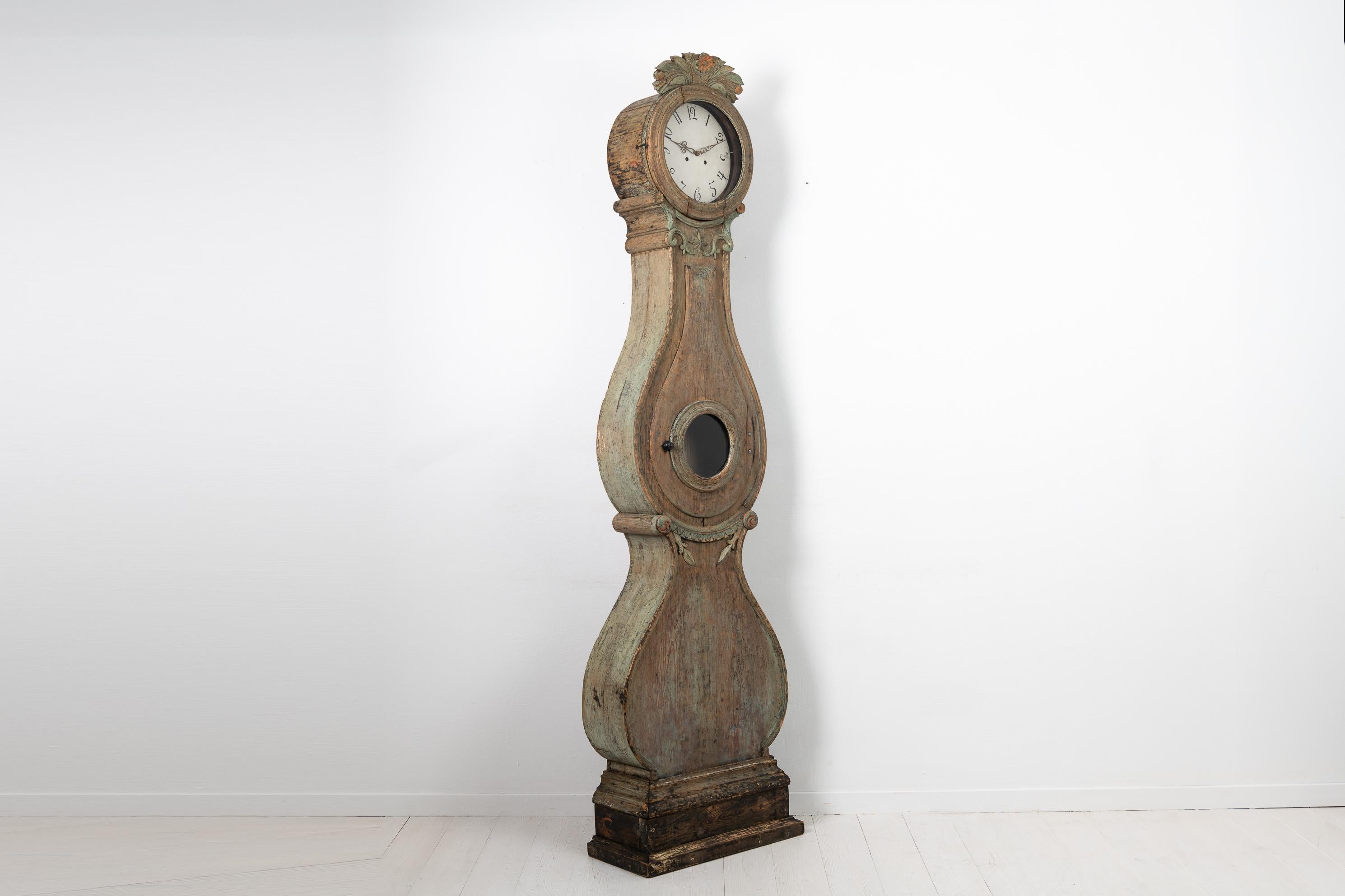 Early 19th Century Swedish Pine Rococo Long Case Clock 1