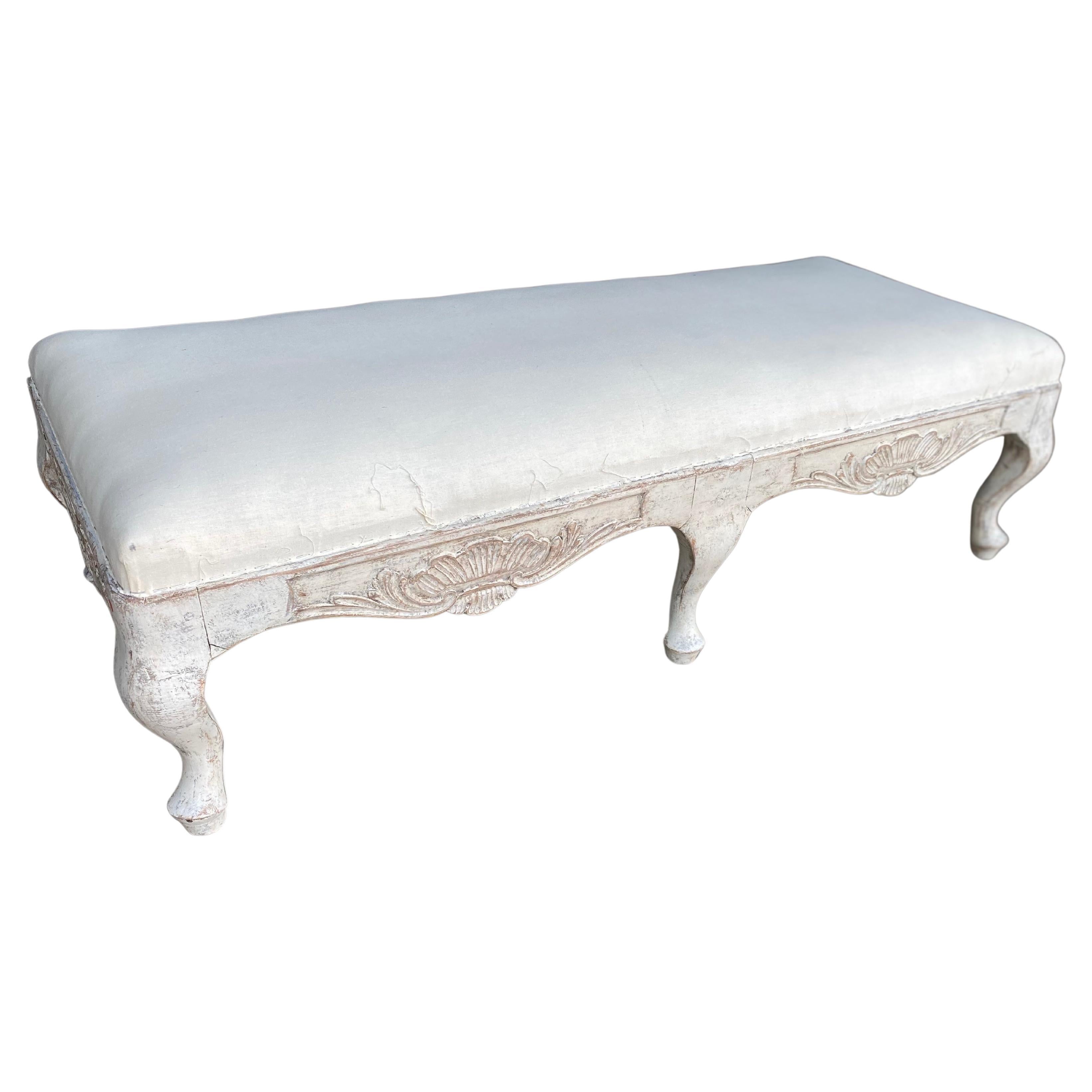 Early 19th Century Swedish Rococo Painted Bench For Sale