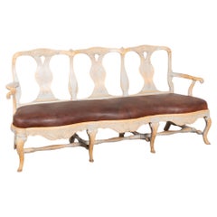 Early 19th Century Swedish Rococo Painted Pine Bench Settee
