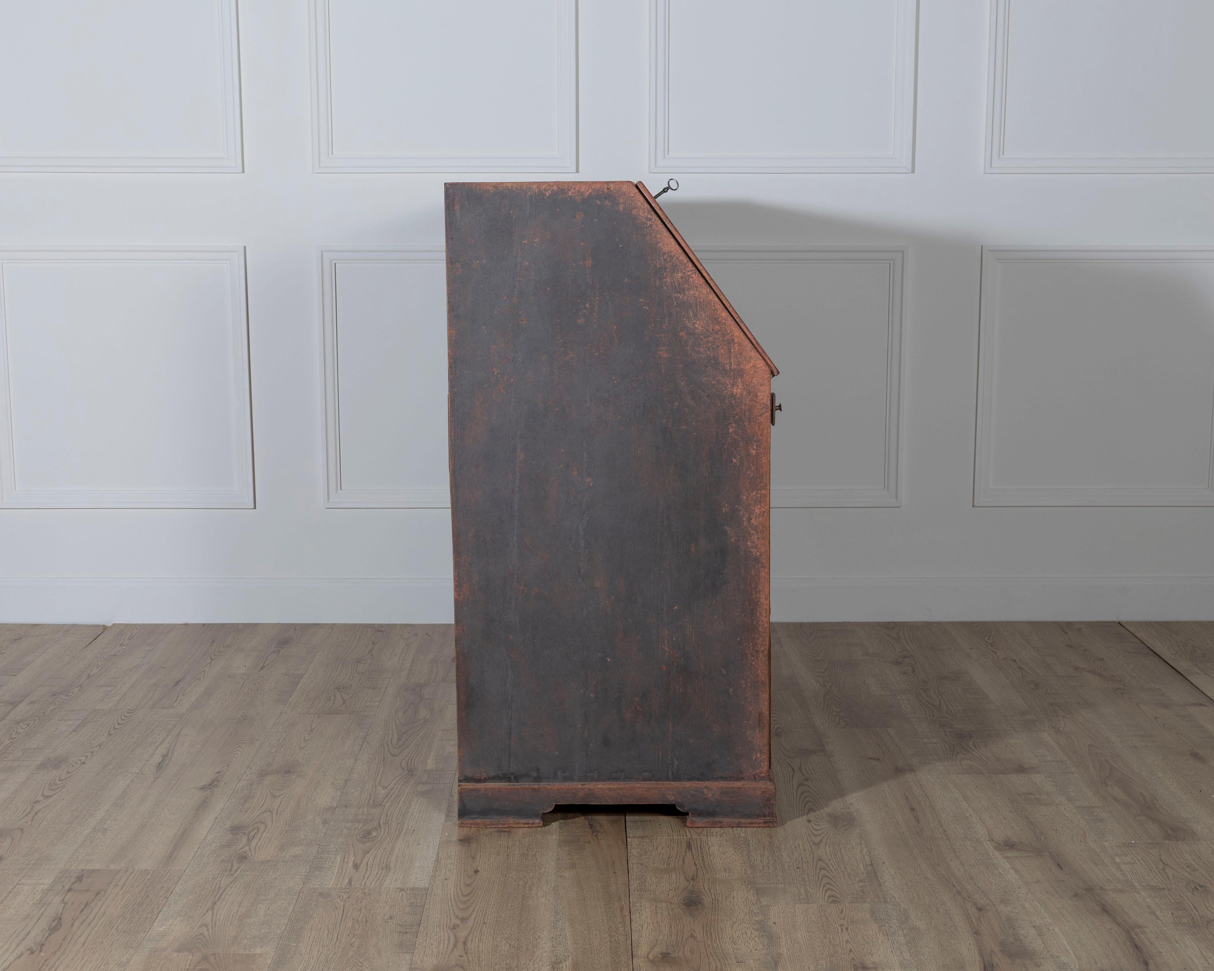 Early 19th Century Swedish Secretary in Black with Painted Interior, circa 1810 For Sale 3