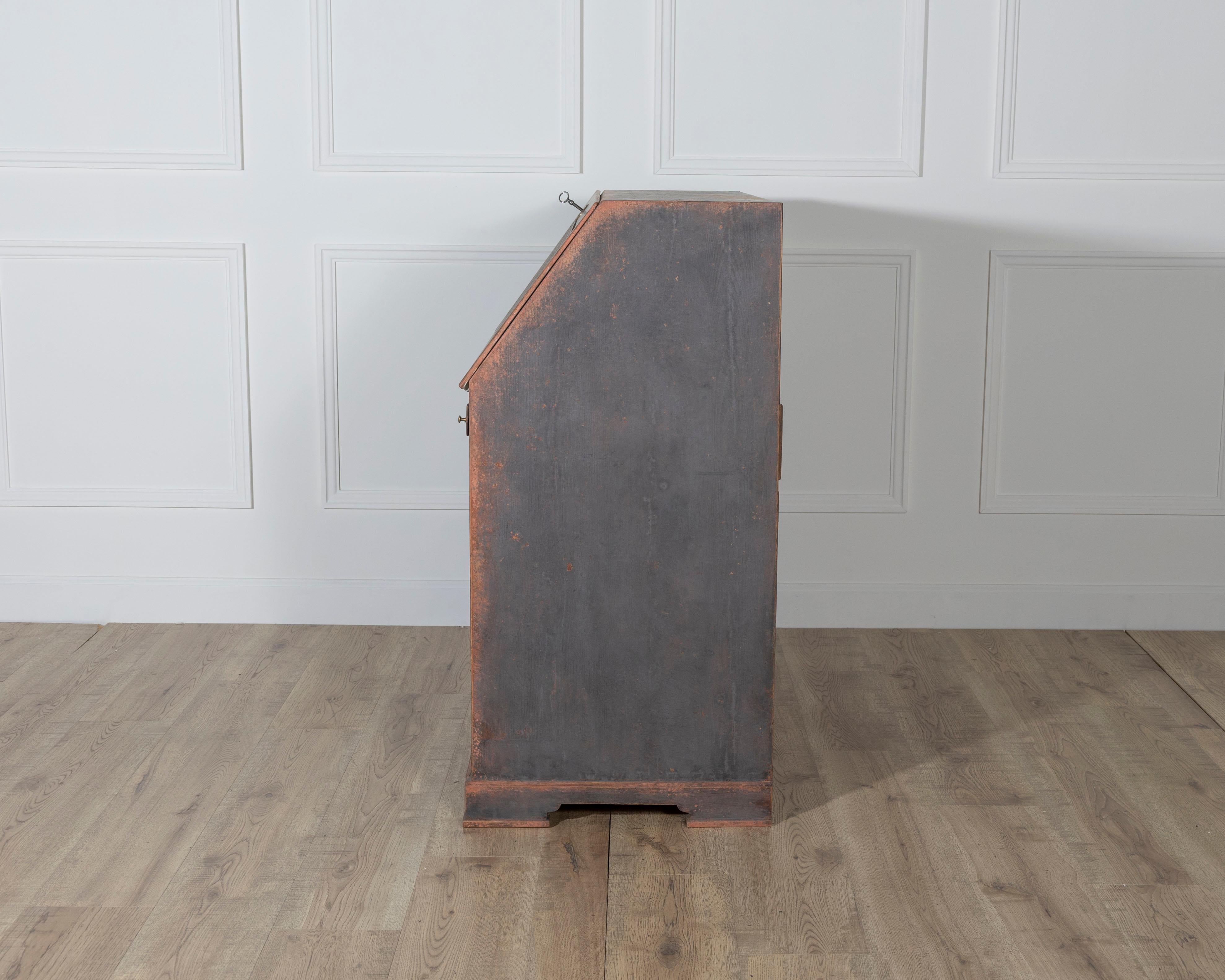 Early 19th Century Swedish Secretary in Black with Painted Interior, circa 1810 For Sale 5
