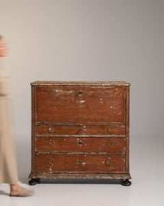 Early 19th Century Swedish Sienna Gustavian Patinated Wood Secretary Desk