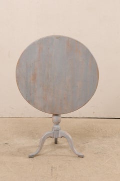 Early 19th Century Swedish Tilt-Top Painted Wood Round Bistro or Side Table