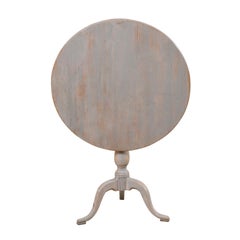 Early 19th Century Swedish Tilt-Top Painted Wood Round Bistro or Side Table