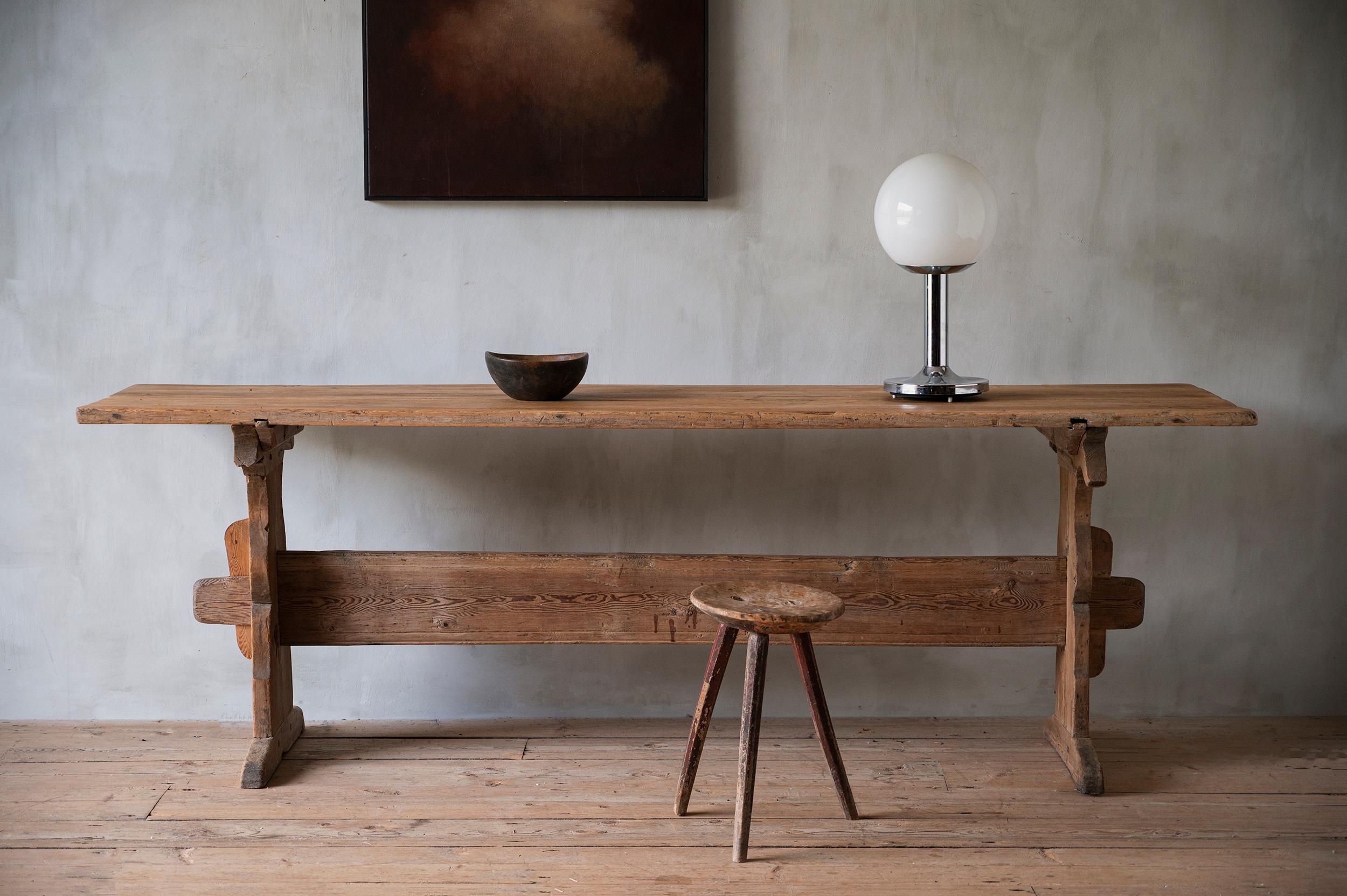 Hand-Crafted Early 19th Century Swedish Trestle Table