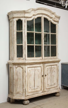 Early 19th Century Swedish Vitrine White Painted Pine