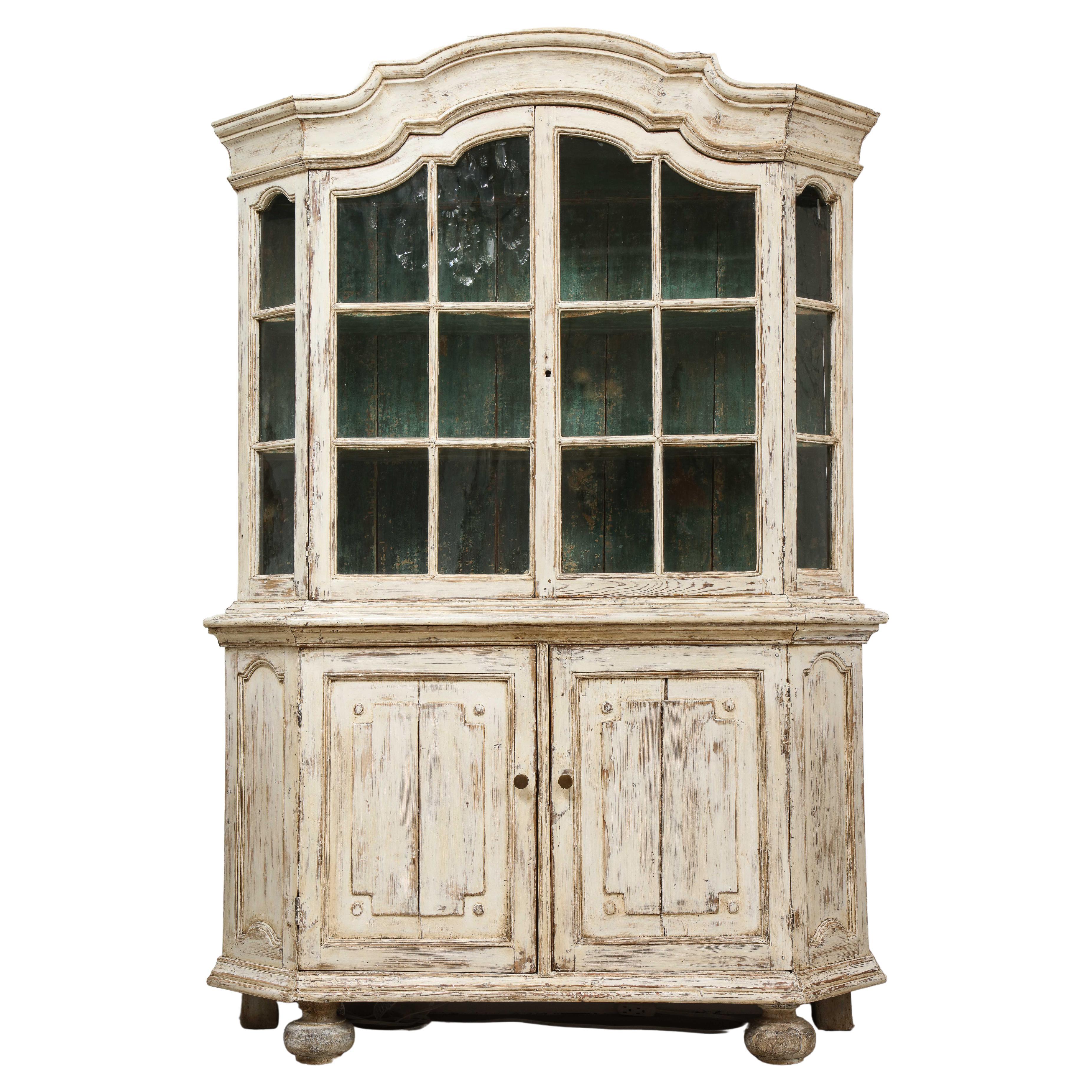 Early 19th Century Swedish Vitrine White Painted Pine