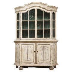 Antique Early 19th Century Swedish Vitrine White Painted Pine