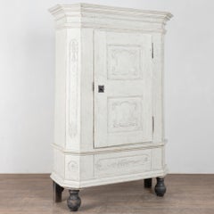 Early 19th Century Swedish White Painted Oak Single Door Armoire