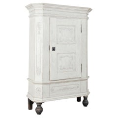 Early 19th Century Swedish White Painted Oak Single Door Armoire