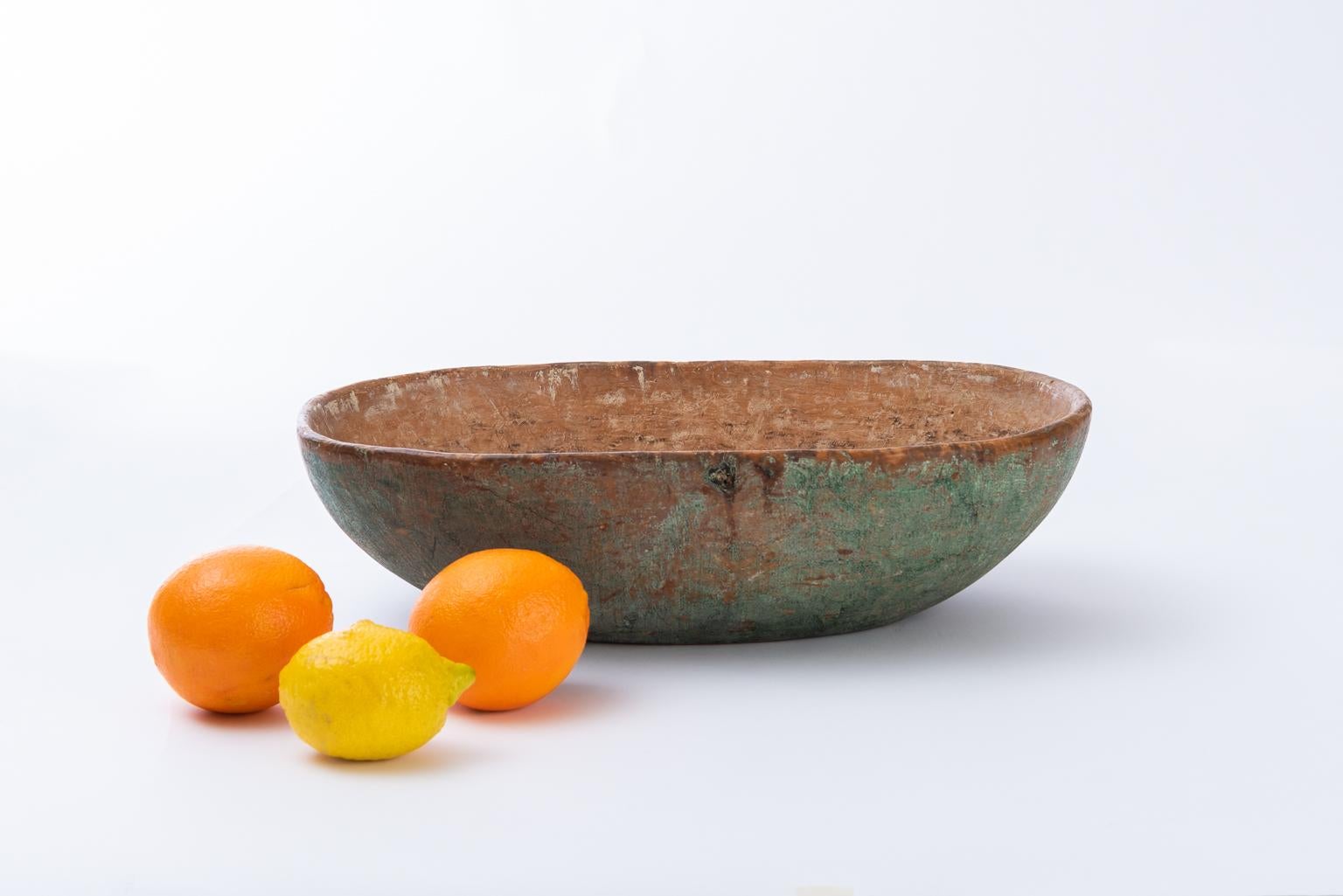 Folk Art Early 19th Century Swedish Wooden Bowl in Original Condition