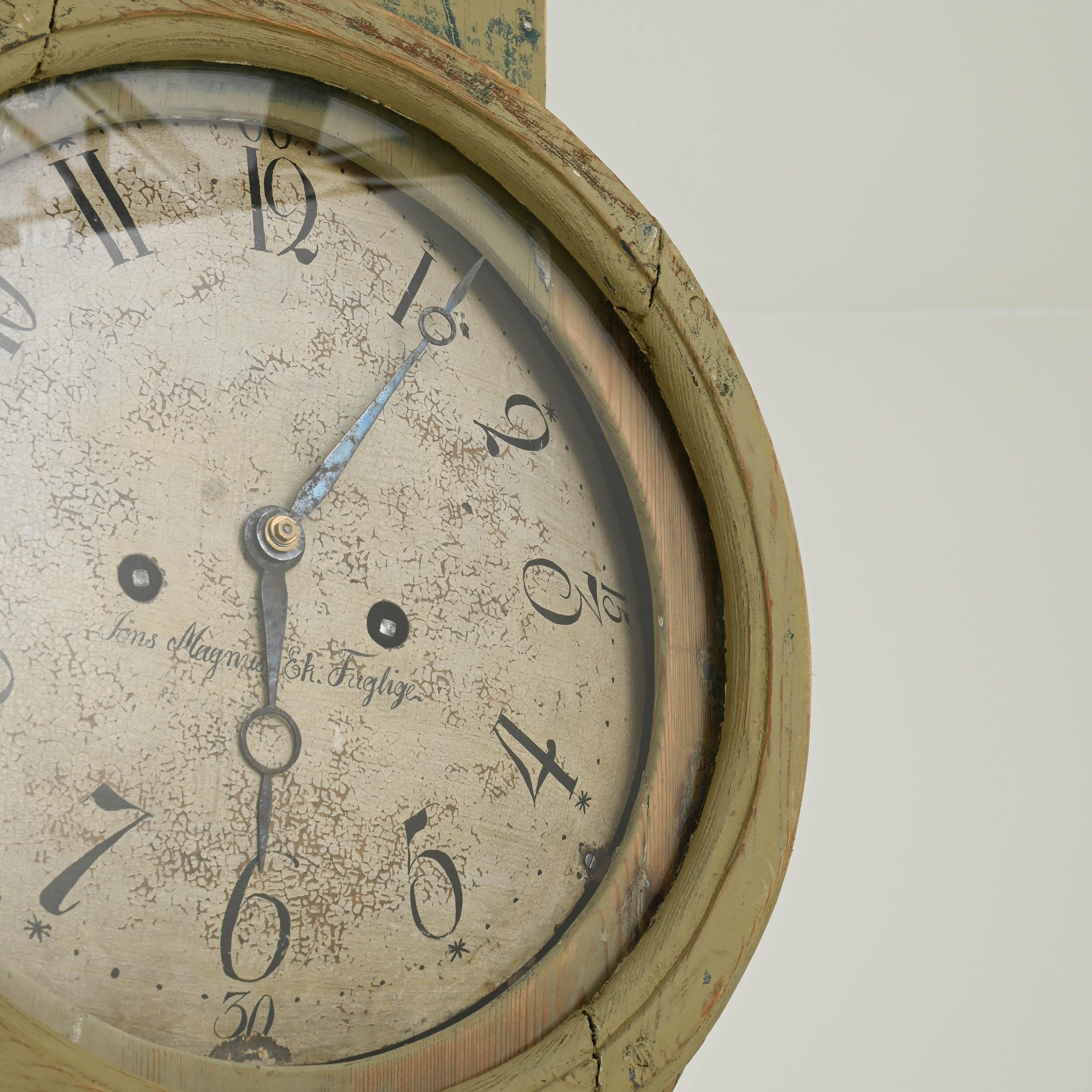 Horloge suédoise en bois du début du 19e siècle en vente 5