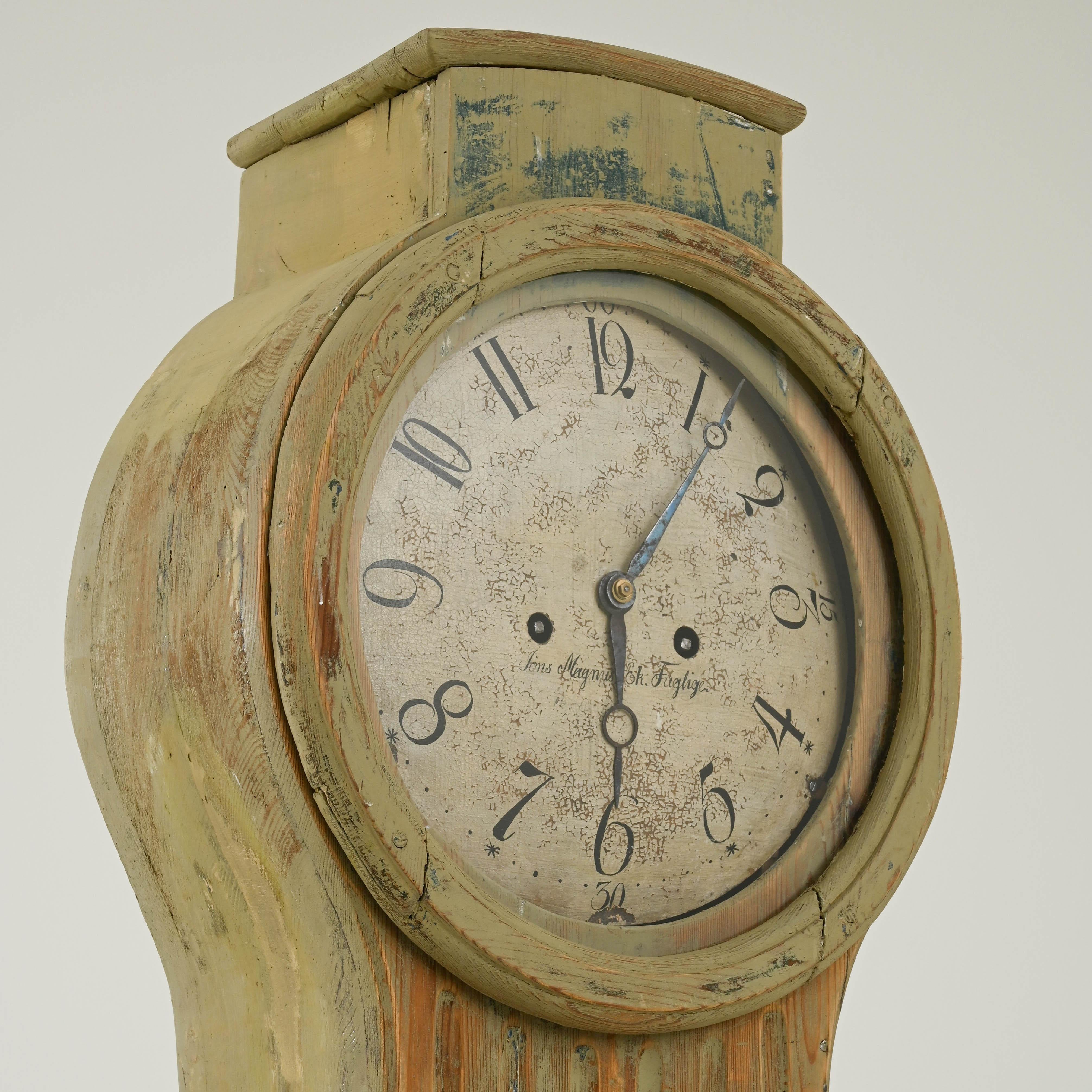 Métal Horloge suédoise en bois du début du 19e siècle en vente