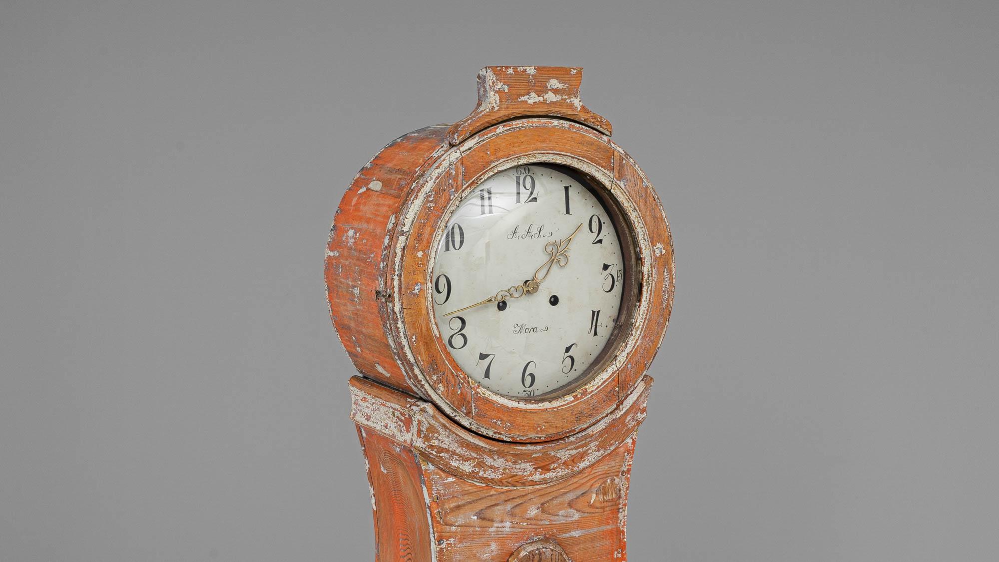 Horloge en bois suédoise du début du 19e siècle en vente 4
