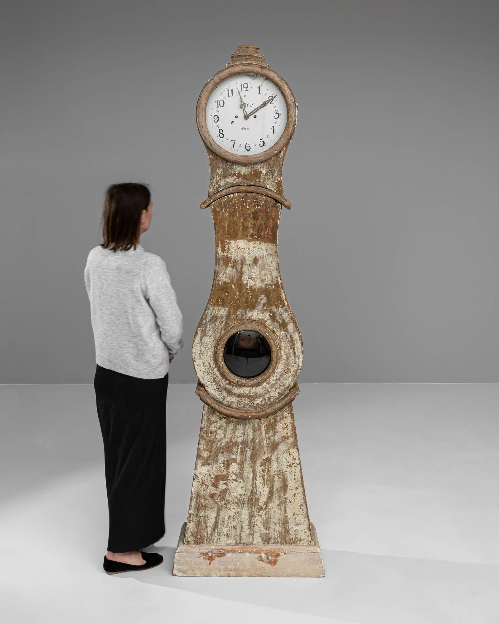 Suédois Horloge en bois suédoise du début du 19e siècle