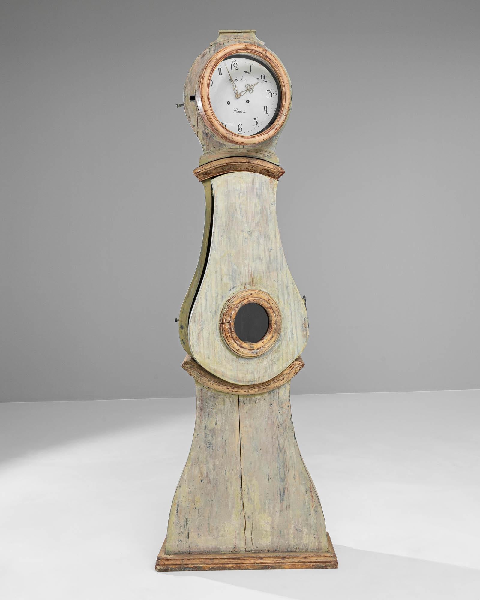 XIXe siècle Horloge en bois suédoise du début du 19e siècle
