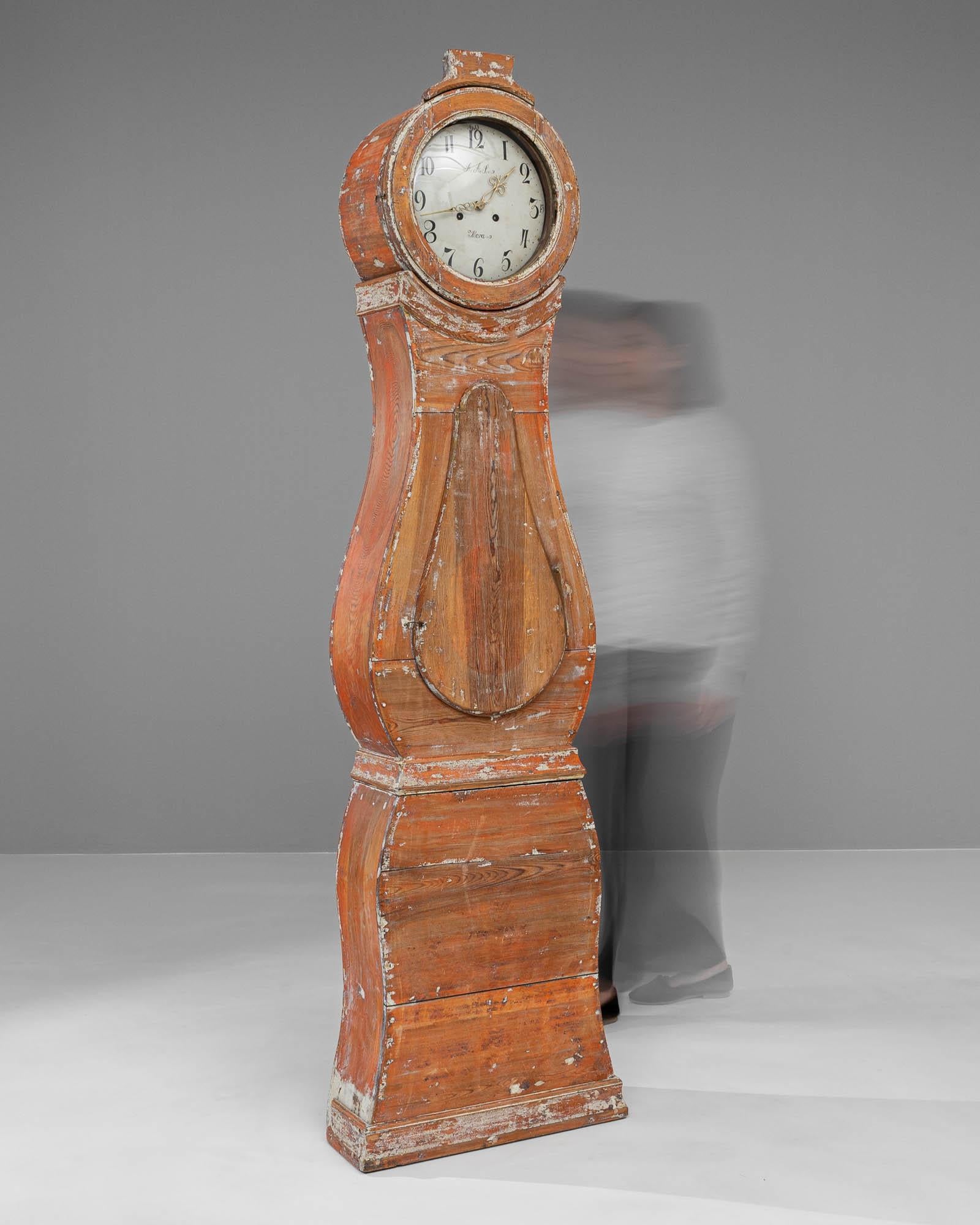 Horloge en bois suédoise du début du 19e siècle en vente 2