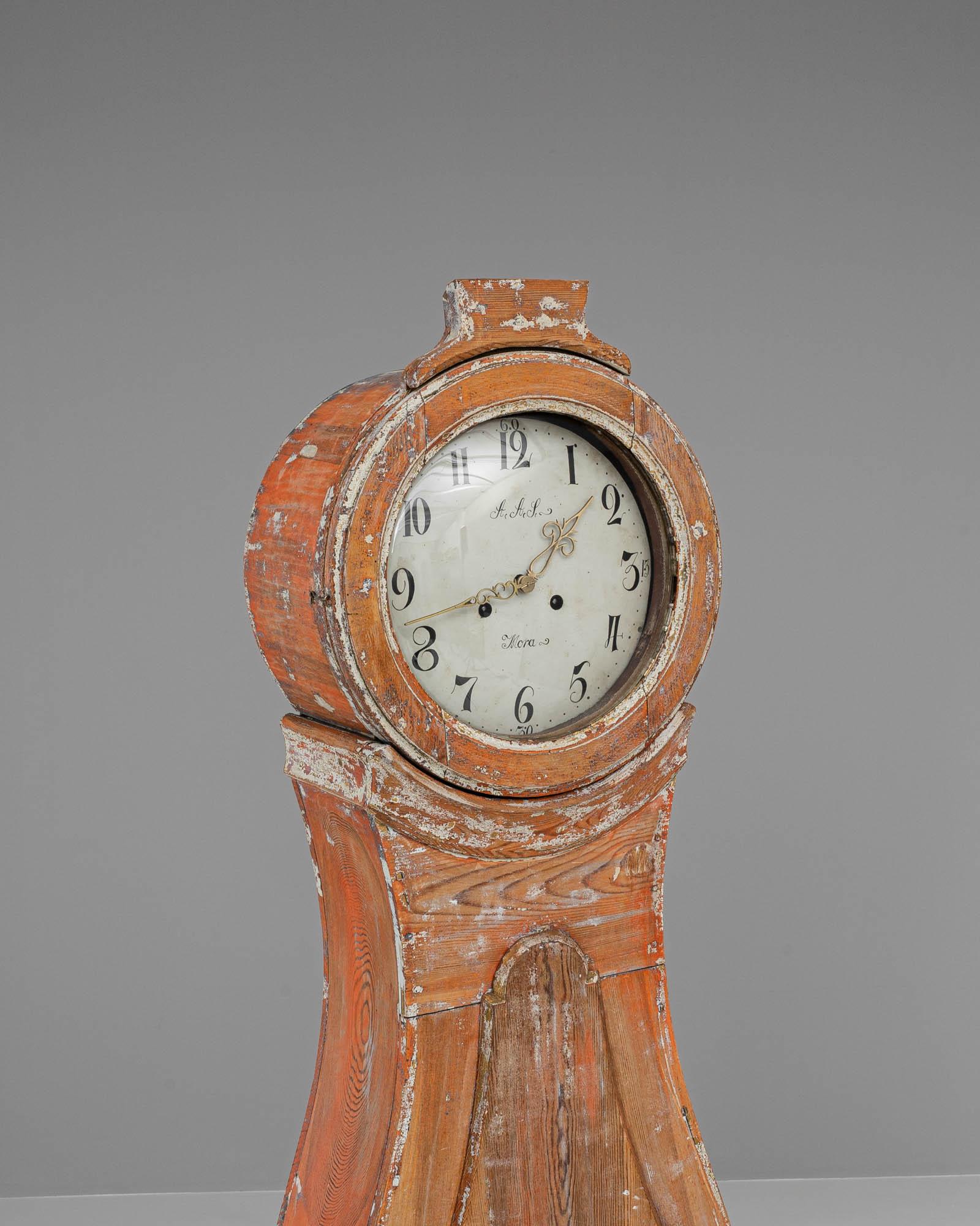 Horloge en bois suédoise du début du 19e siècle en vente 3