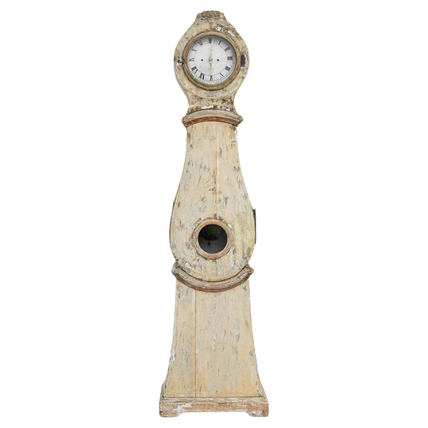 Early 19th Century Swedish Wooden Floor Clock For Sale