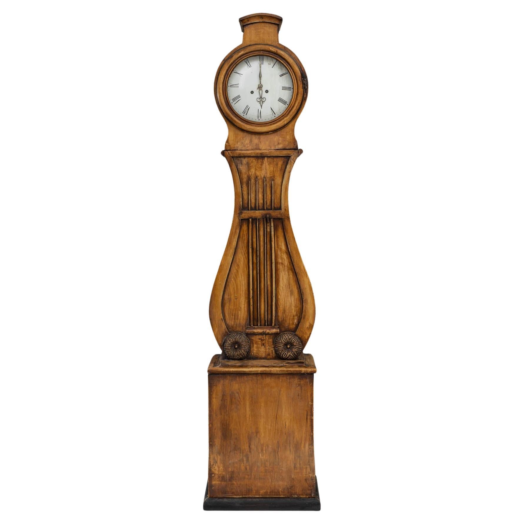 Early 19th Century Swedish Wooden Floor Clock For Sale