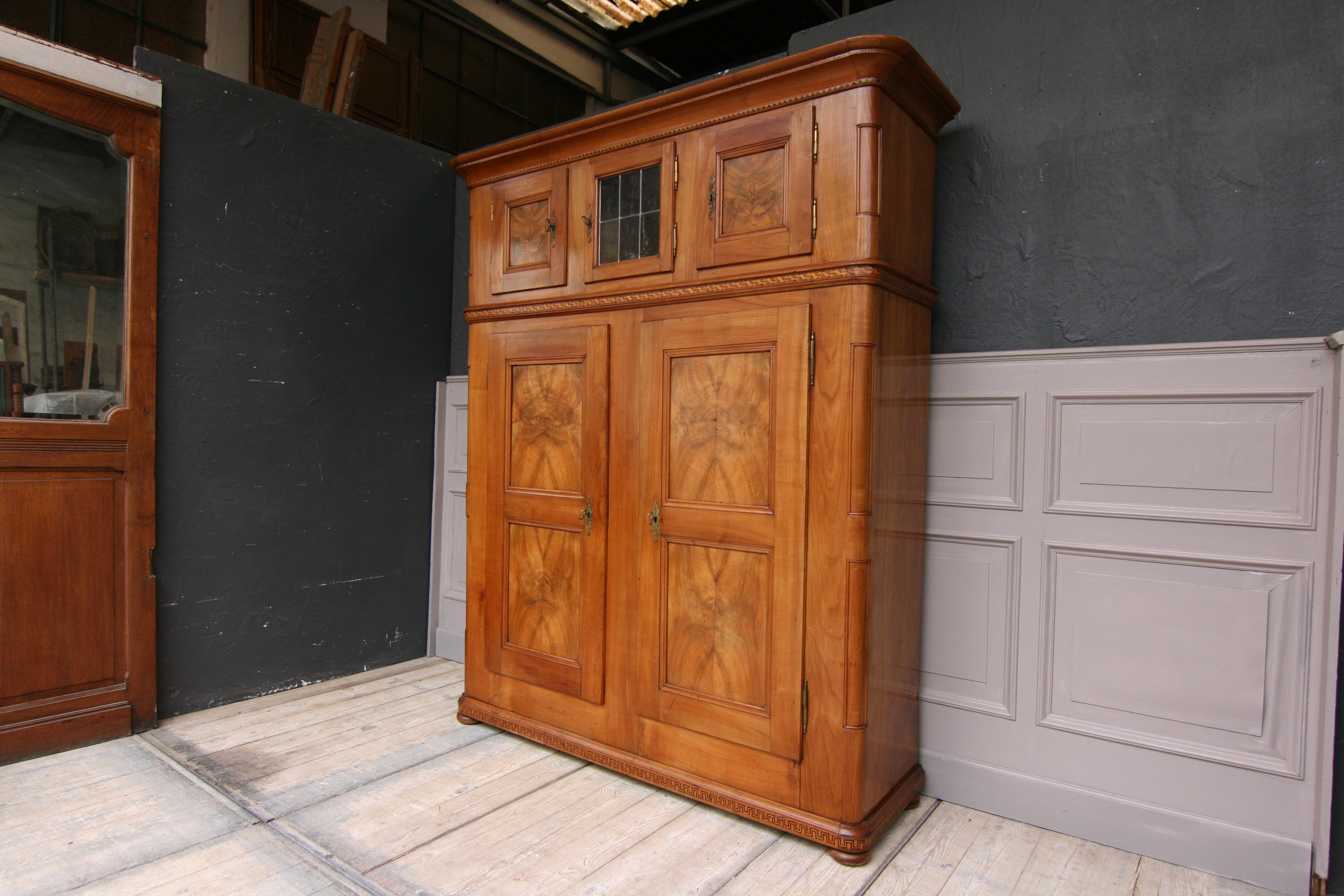 Fruitwood Early 19th Century Swiss Cupboard made of Cherry Wood with Marquetry