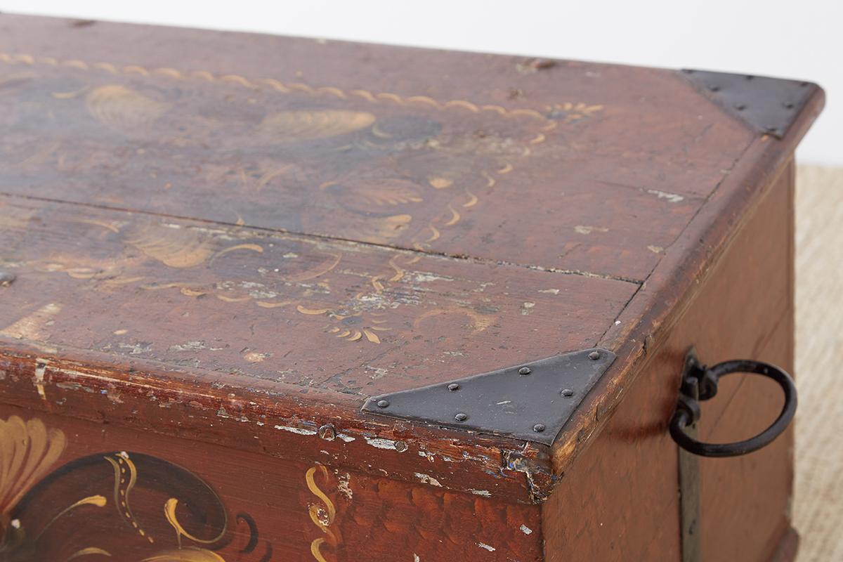 Early 19th Century Swiss Polychrome Blanket Chest Trunk 4
