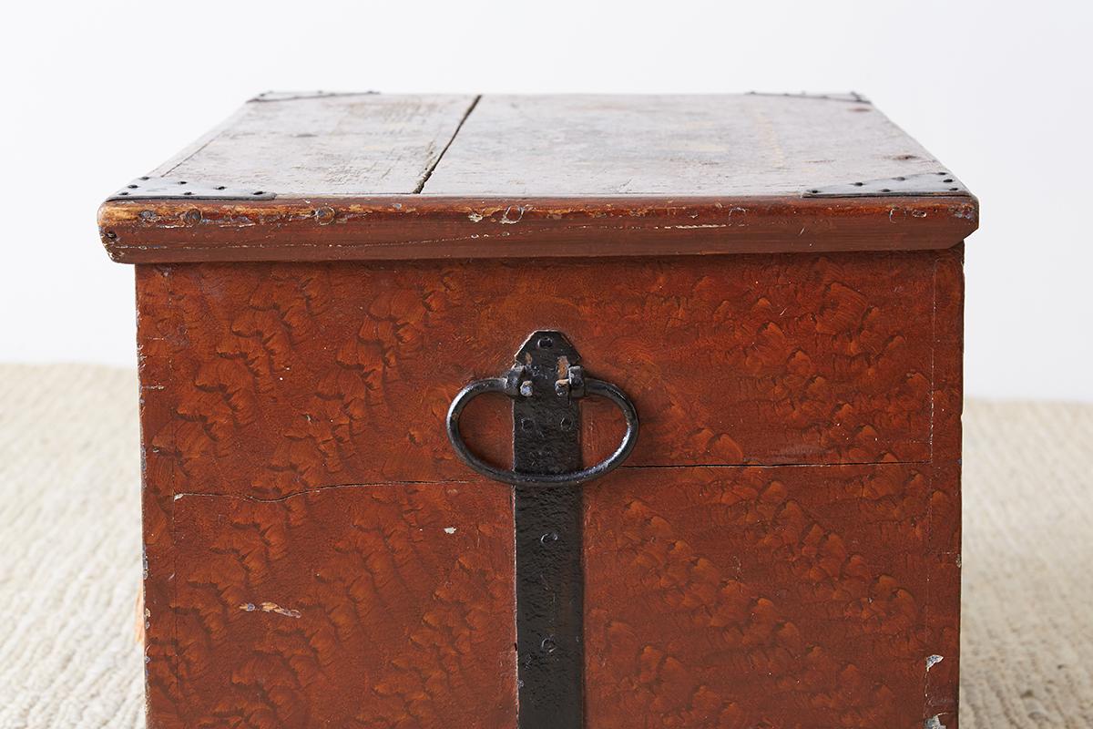 Early 19th Century Swiss Polychrome Blanket Chest Trunk 7