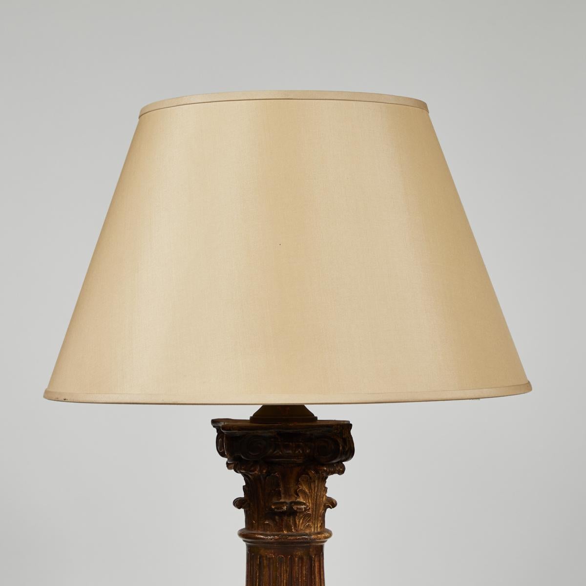 Early 19th Century Tall Giltwood Column  Lamp 2