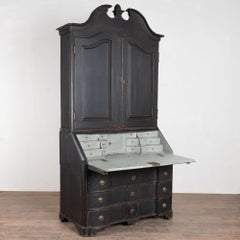 Early 19th Century Tall Swedish Black Secretary Bureau