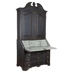 Early 19th Century Tall Swedish Black Secretary Bureau