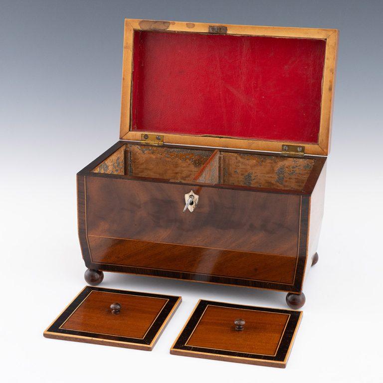 British Early 19th Century Tea Caddy of Sarcophagus Form c1830 For Sale