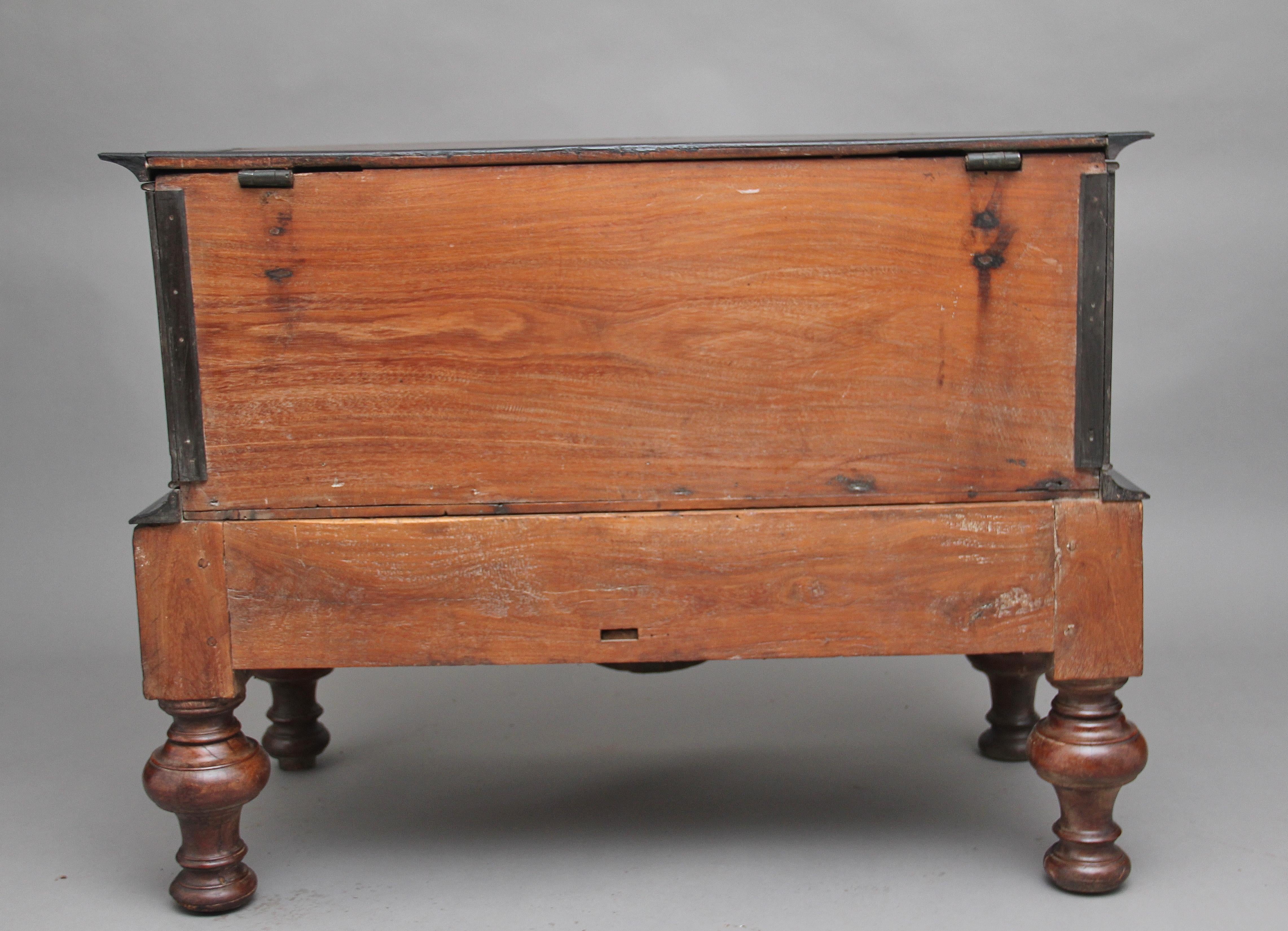 Early 19th Century teak and ebony chest 4