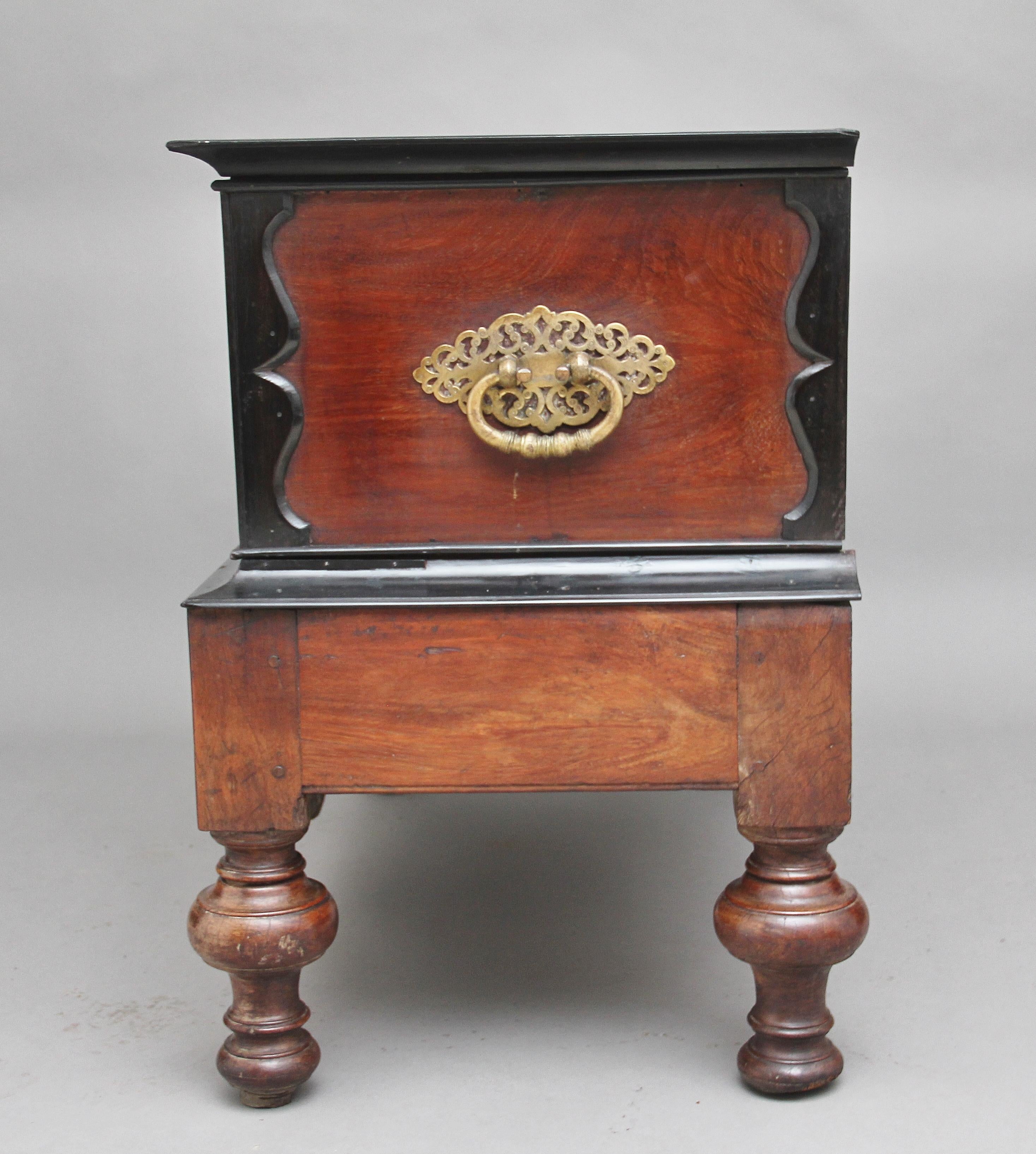 Early 19th Century teak and ebony chest 5