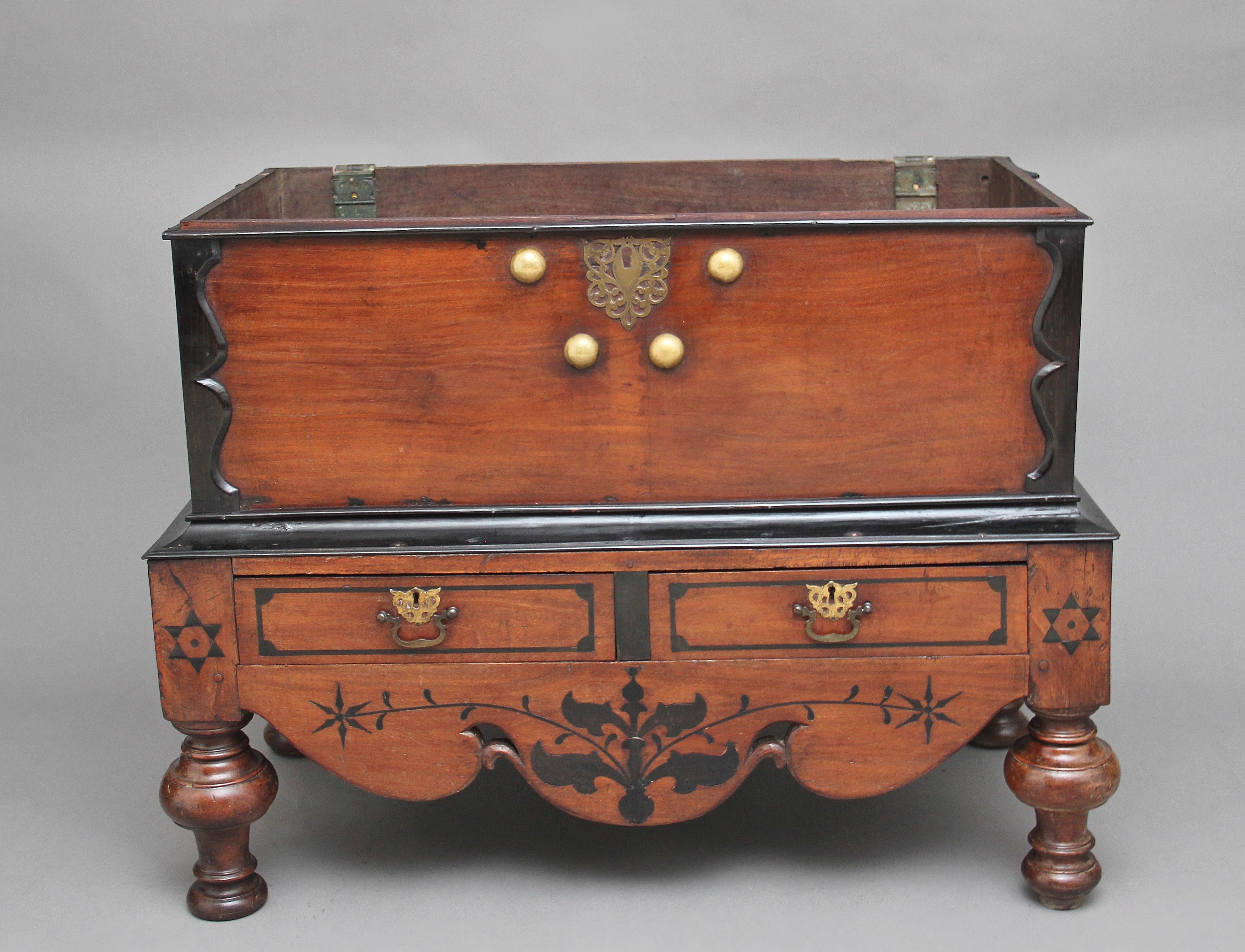 Early 19th Century teak and ebony chest In Good Condition In Martlesham, GB