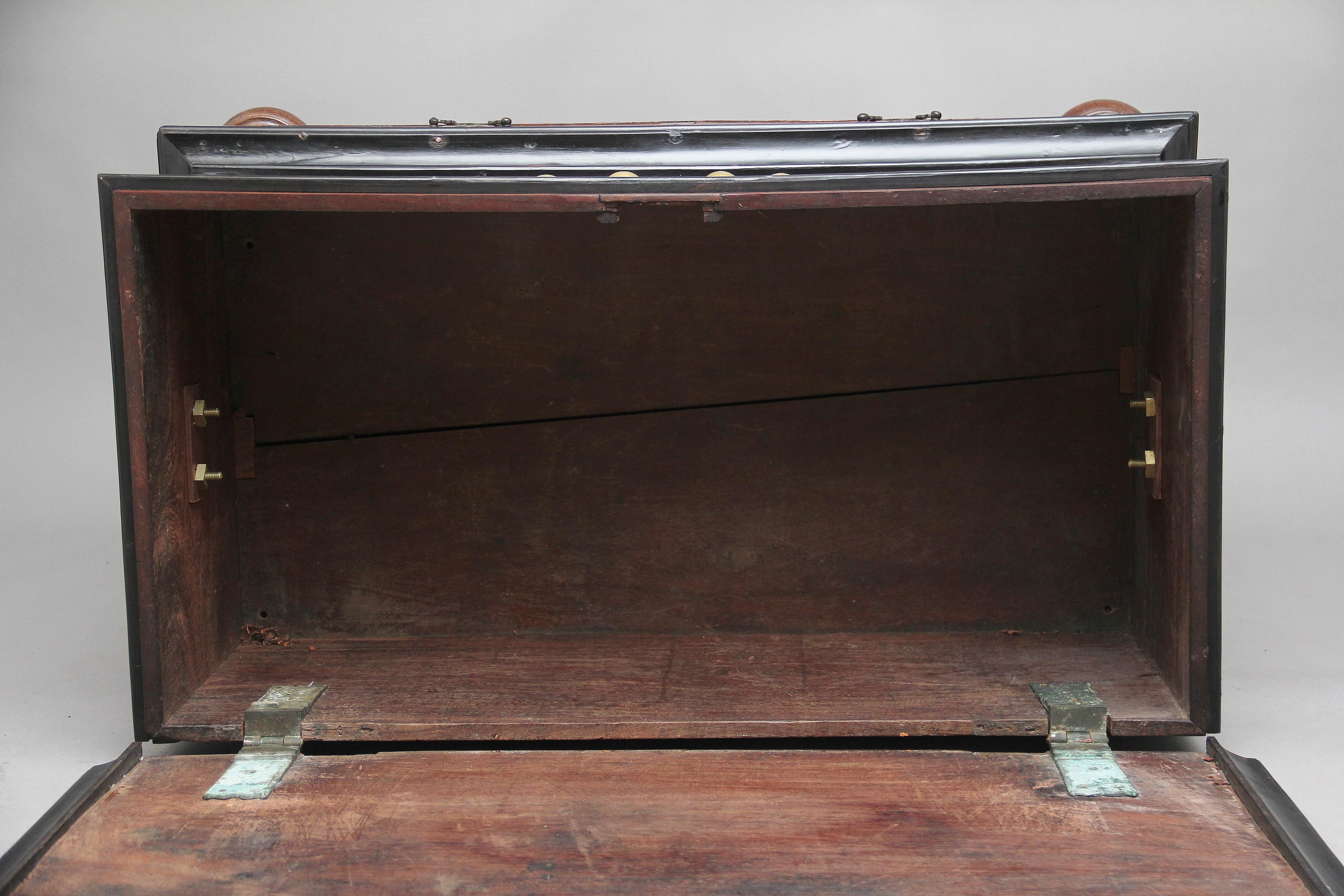 Early 19th Century teak and ebony chest 1