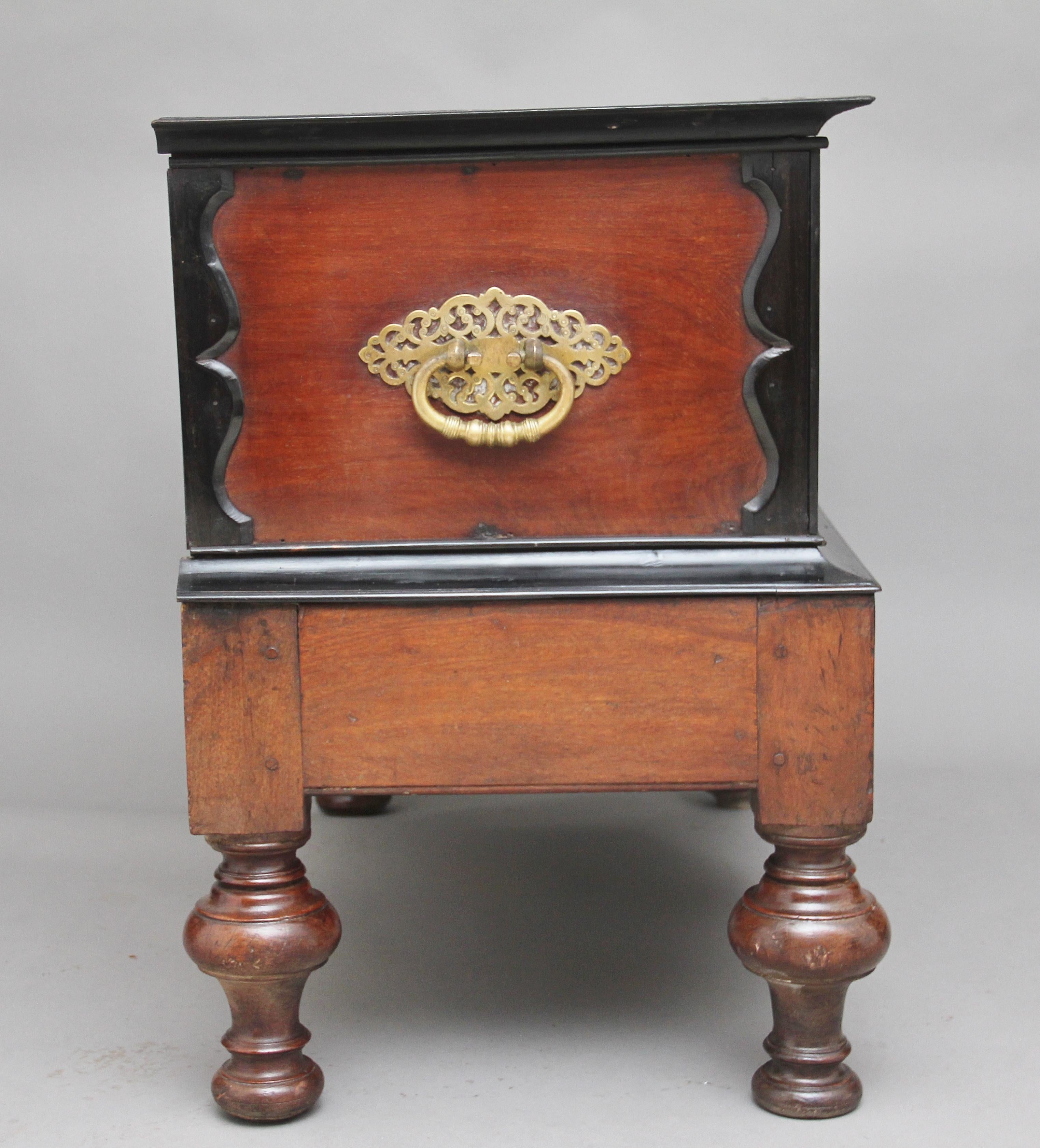 Early 19th Century teak and ebony chest 2