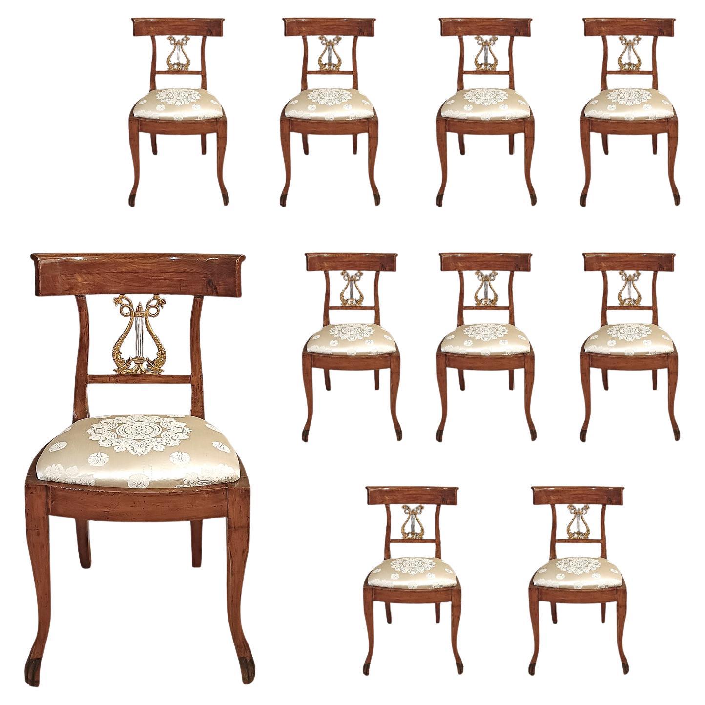 EARLY 19th CENTURY TEN EMPIRE CHERRY CHAIRS For Sale