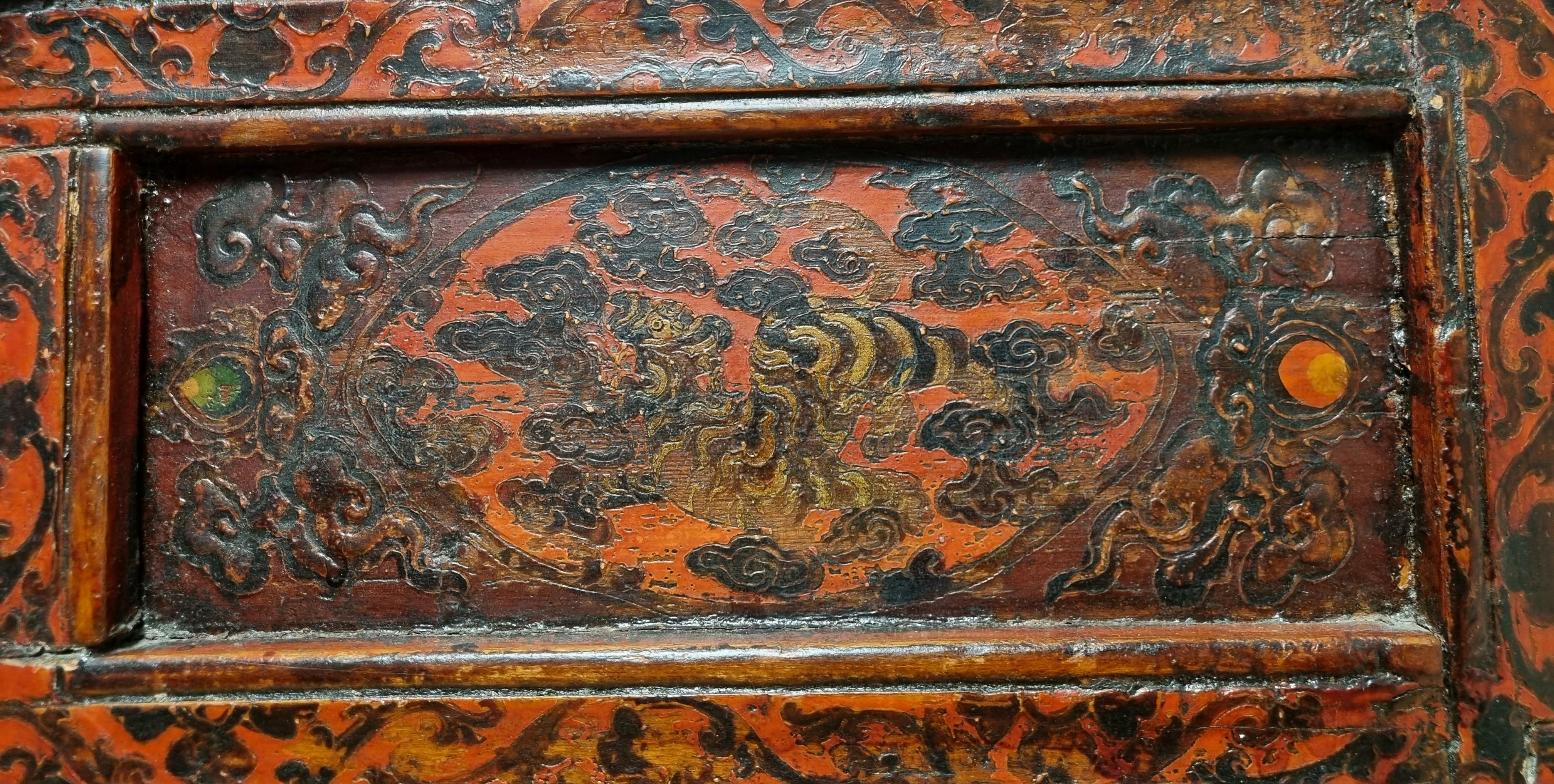 Elm Early 19th Century Tibetan Cabinet / Altar Cabinet For Sale