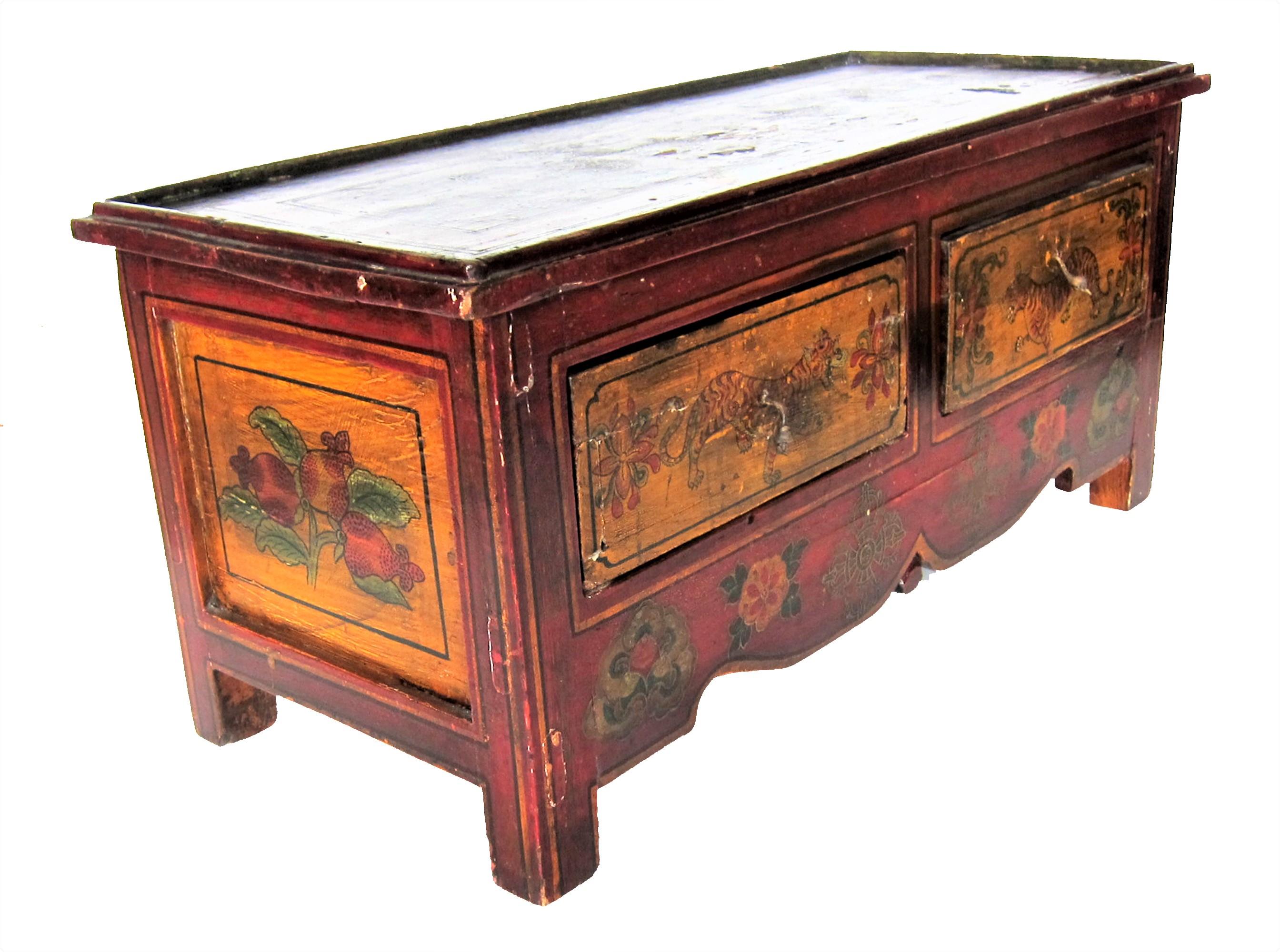 Furniture from Tibet has always been quite rare. Except for the wealthy, Tibetans used very little furniture in their homes, and the population of Tibet has always been so small that not much was ever made. Most of it is found in the