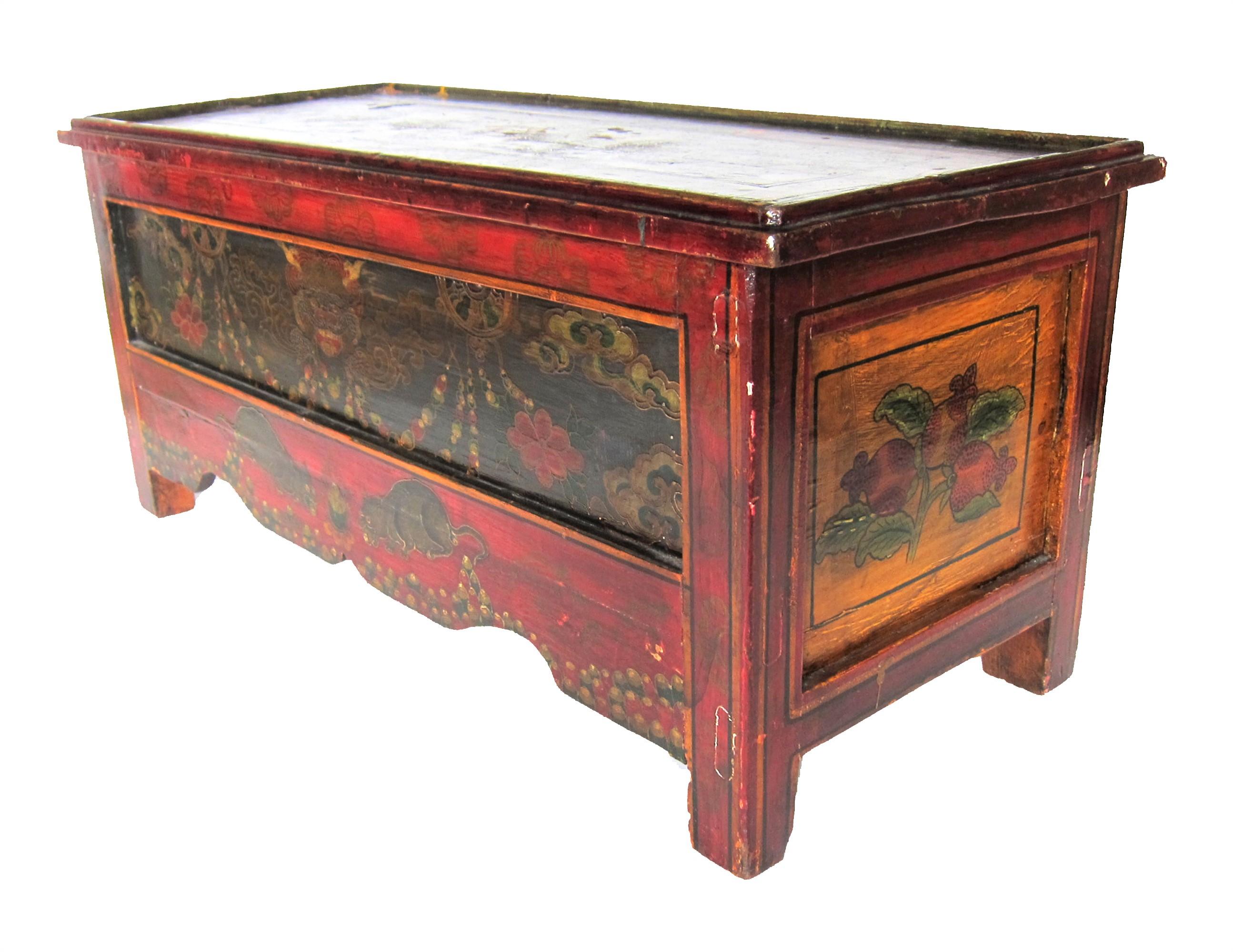 Hand-Crafted Early 19th Century Tibetan Painted Bible Table For Sale