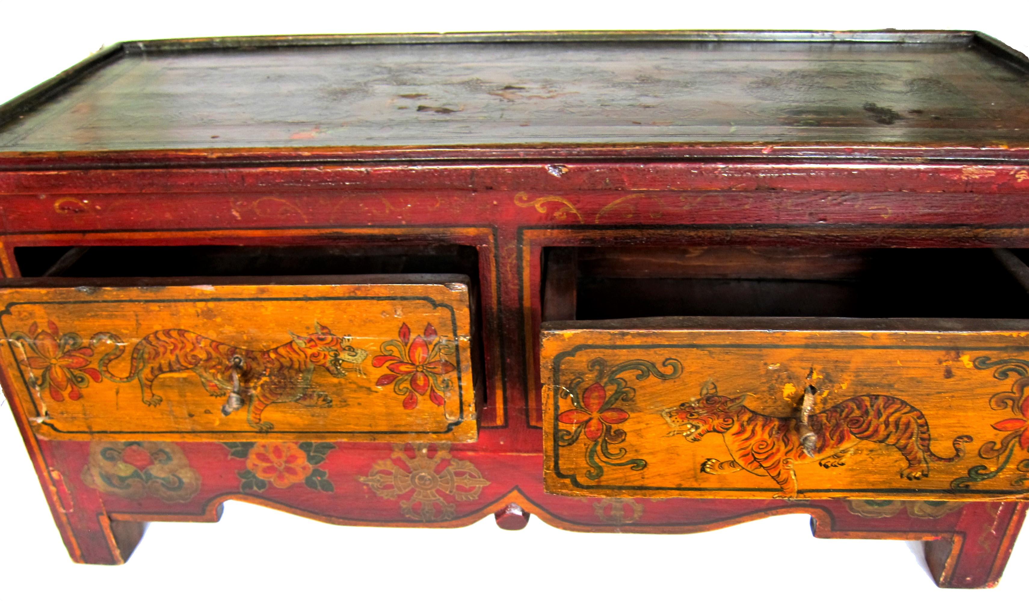 Early 19th Century Tibetan Painted Bible Table In Good Condition For Sale In Atlanta, GA