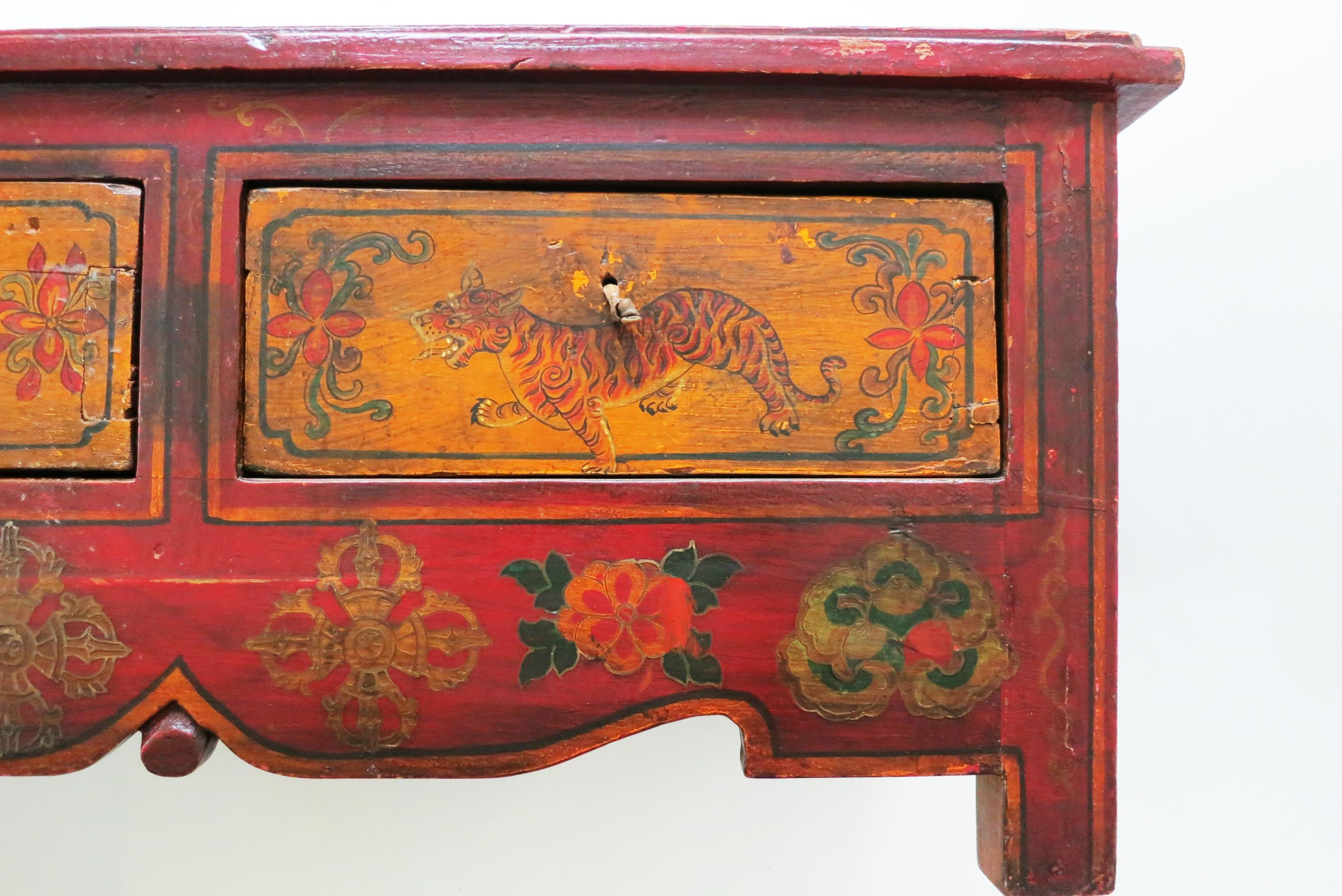 Pin Table biblique peinte tibétaine du début du 19ème siècle en vente